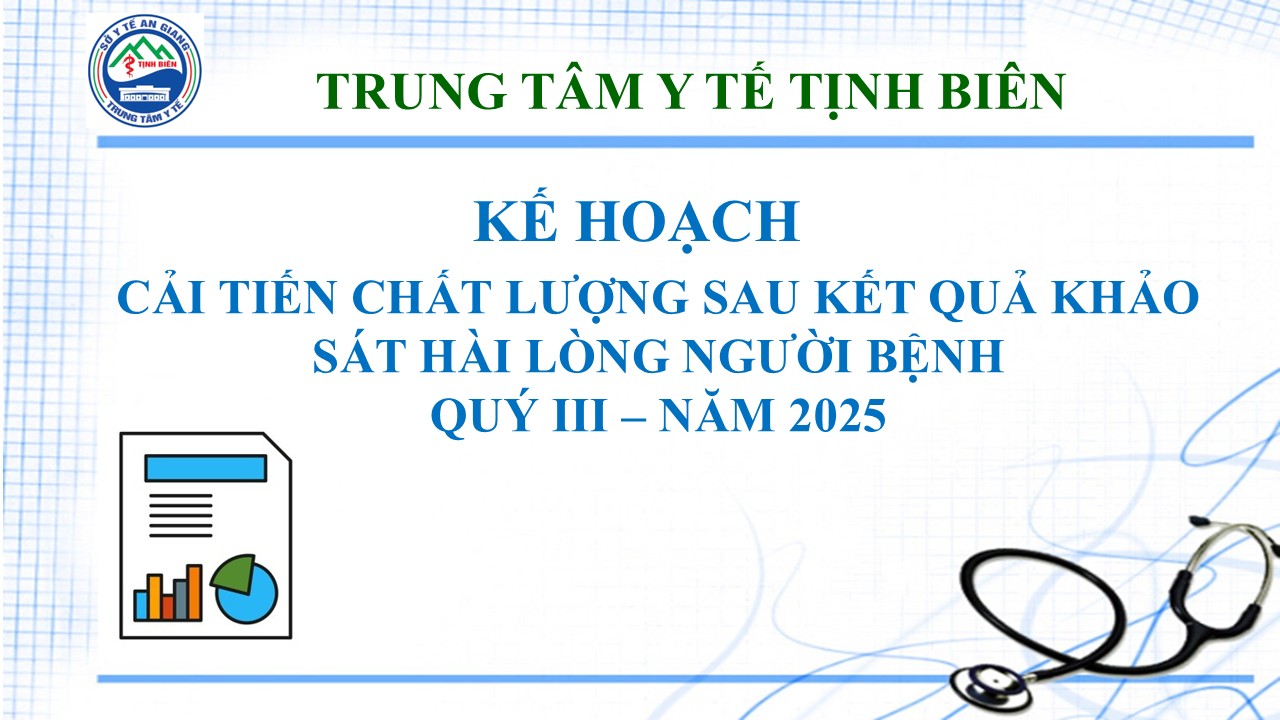Kế hoạch cải tiến chất lượng sau khảo sát Hài lòng người bệnh quý III - năm 2025
